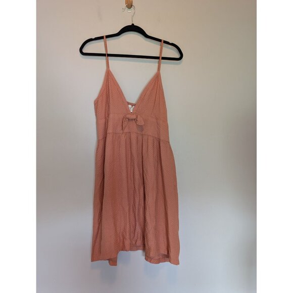 New Roxy Bright Light Sleeveless Textured Dress With Bow Detail & Smocked Back - - Picture 2 of 6